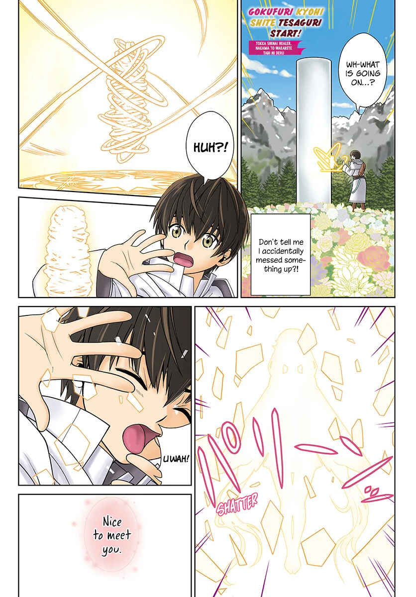 Gokufuri Kyohi Shite Tesaguri Start! Tokka Shinai Healer, Nakama to Wakarete Tabi ni Deru Chapter 1 page 1
