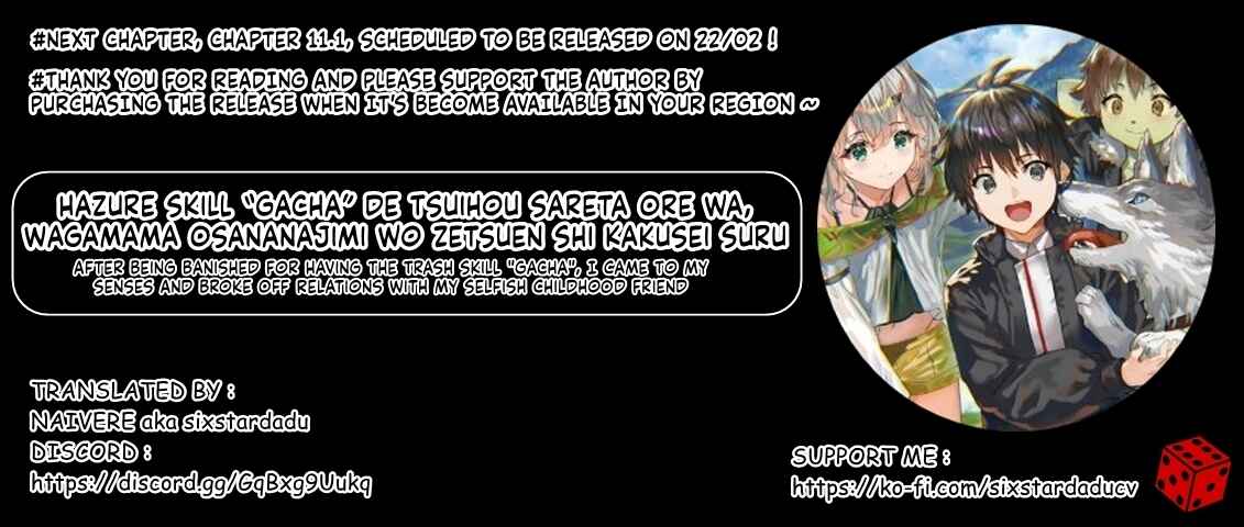 Hazure Skill "Gacha" de Tsuihou Sareta Ore wa, Wagamama Osananajimi wo Zetsuen Shi Kakusei Suru Chapter 10.3 page 10
