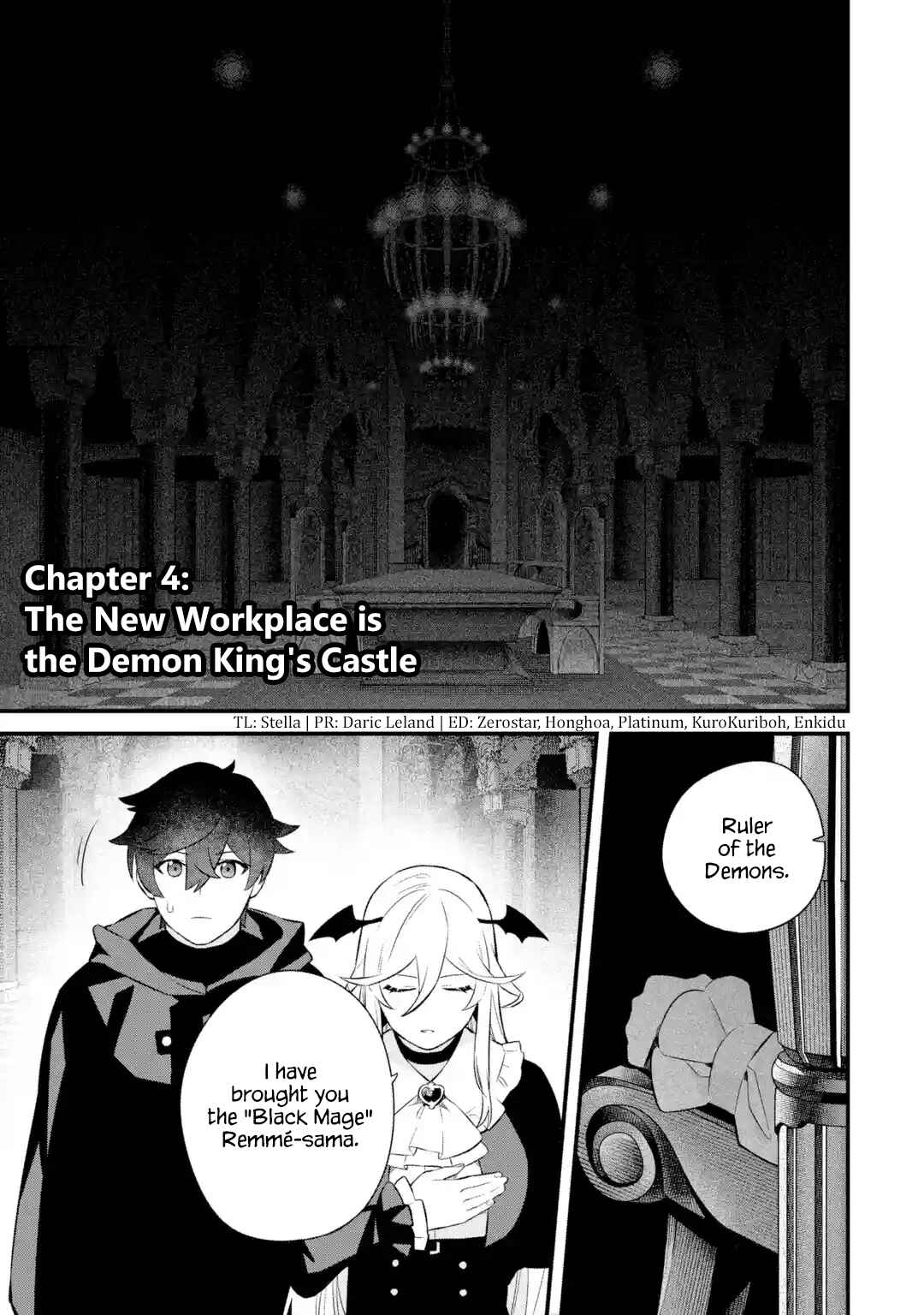 Nankoufuraku no Maoujou e Youkoso: Debuff wa Fuyou to Yuusha Party o Oidasareta Kuro Madoushi, Maougun no Saikou Kanbu ni Mukaerareru Chapter 4 page 0