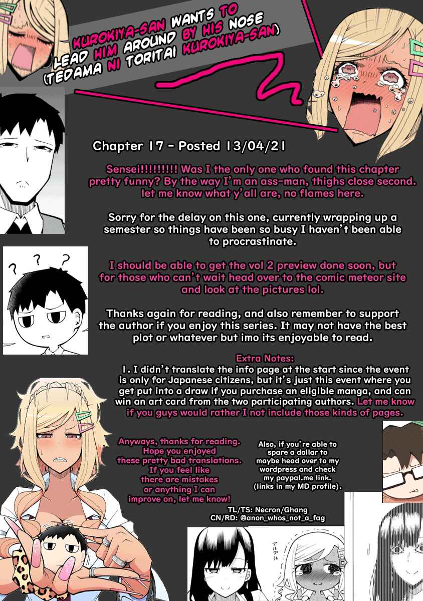 Tedama ni Toritai Kurokiya-san Chapter 17 page 16