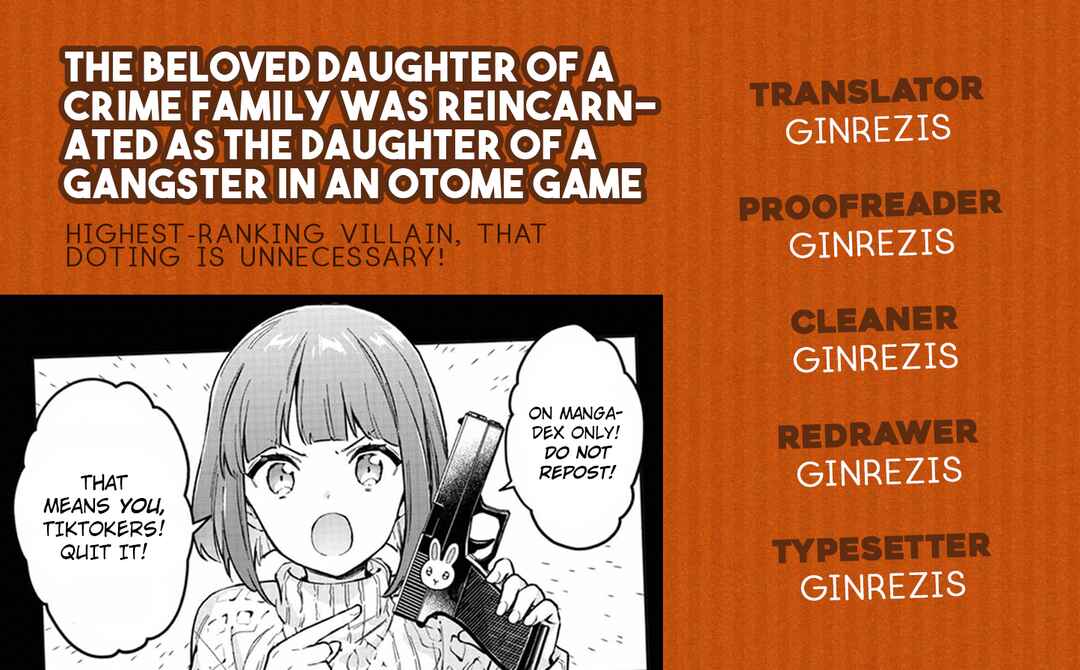 The Beloved Daughter of a Crime Family Was Reincarnated as the Daughter of a Gangster in an Otome Game: Highest-Ranking Villain, That Doting Is Unnecessary! Chapter 14 page 22