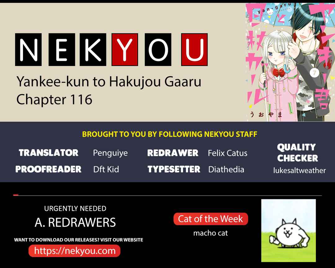 Yankee-kun to Hakujou Gaaru Chapter 116 page 1